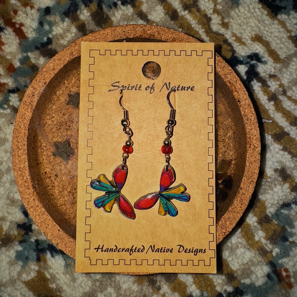 Beautiful dangly rainbow butterfly earrings 🌈🦋